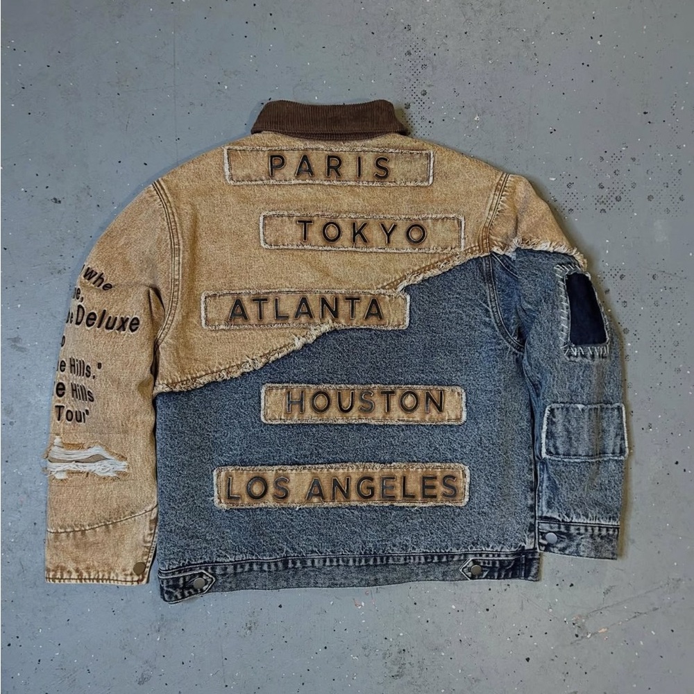 Men's Denim and Tan Patchwork Jacket